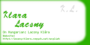 klara lacsny business card